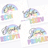 CUSTOM PRINTED RANGE - BANNER - BACK TO SCHOOL - RAINBOW - PINKS