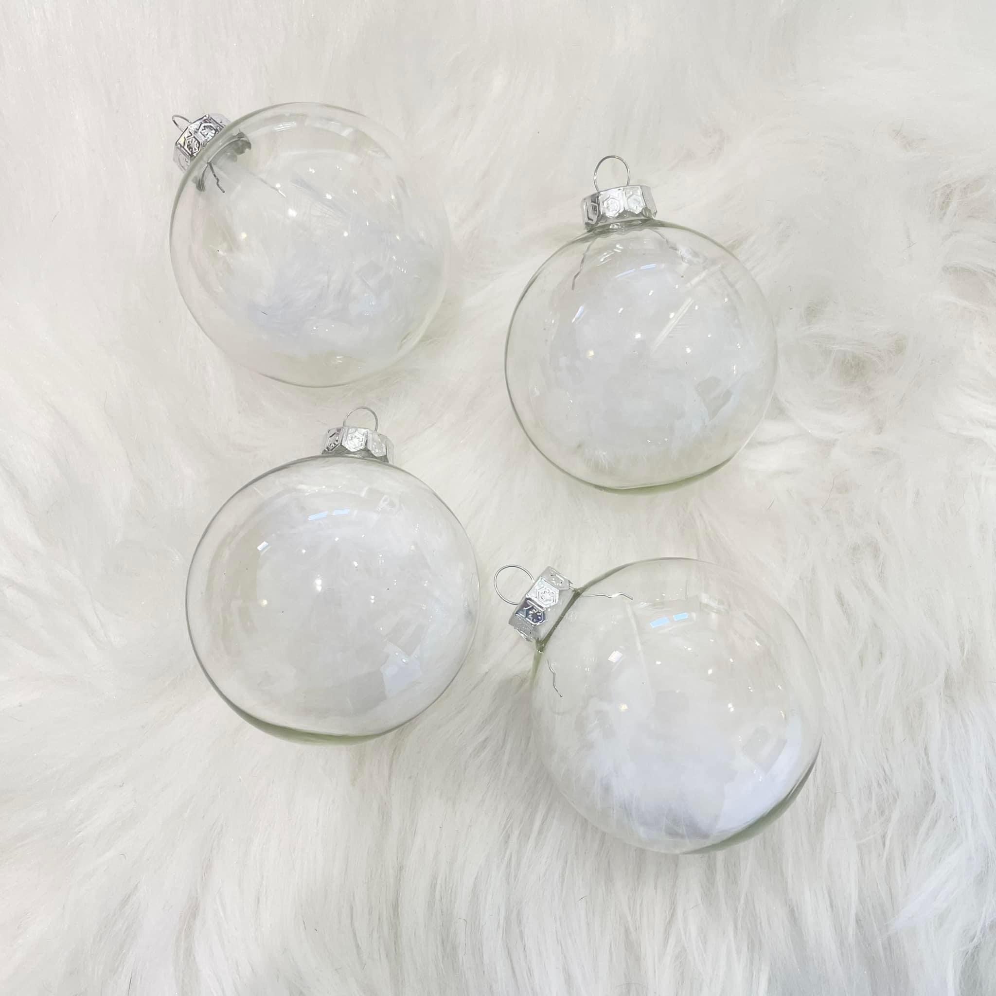 PACK OF 4 GLASS FEATHER BAUBLES