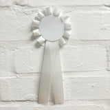 WHITE ROSETTE BADGE