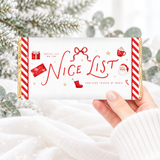 PRINTED CHOCOLATE WRAPPER - CHRISTMAS - CANDY CANE NICE LIST - RED