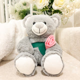 MOTHERS DAY TEDDY BEAR WITH PINK ROSE