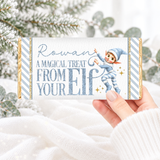 PRINTED CHOCOLATE WRAPPER - CHRISTMAS - ELF - BLUE