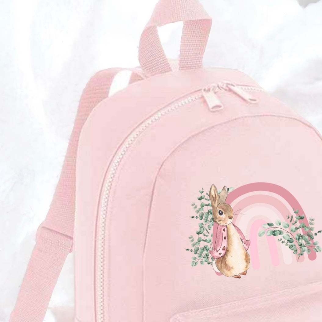 DTF TRANSFER - PINK RAINBOW BUNNY (10CM) (BACKPACK)