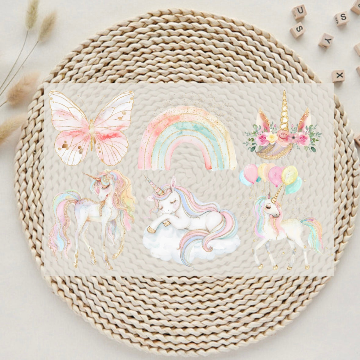 Dtf Transfer - Theme Sheet - Pastel Unicorns – House Of Blanks