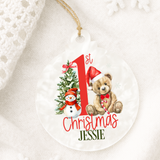 UV-DTF DECAL - CHRISTMAS - CANDY CANE 1ST CHRISTMAS BEAR - 6CM