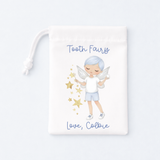 DTF TRANSFER - TOOTH FAIRY - GOLD STARS - SMALL - BLUE
