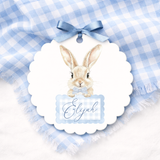 CUSTOM UV-DTF DECAL - EASTER - GINGHAM BUNNY - BLUE