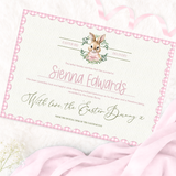 PRINTED RANGE - EASTER - A4 CERTIFICATE - WREATH FLOPSY - PINK