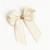 6'' HAIR BOW (GLITTER ACCENTS) - CREAM