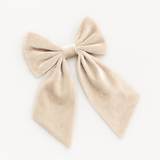 XL VELVET HAIR BOW - CREAM