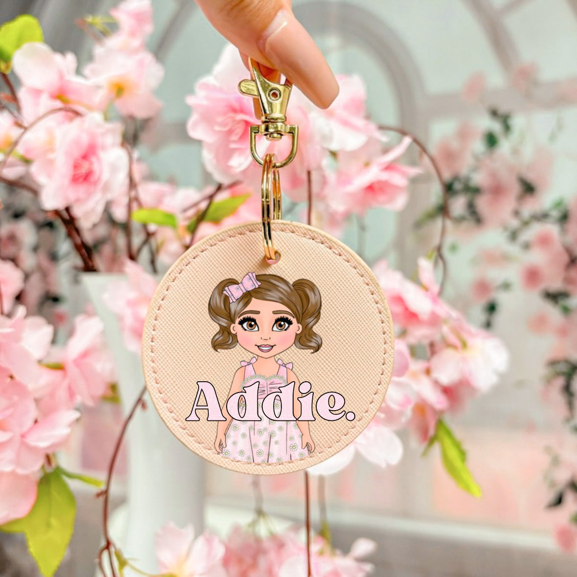 DTF TRANSFER - PRETTY PINK DRESS DOLLY (BOUTIQUE KEYRING)