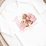 CUSTOM DTF TRANSFER: CHRISTMAS - 1ST CHRISTMAS GINGERBREAD - PINK