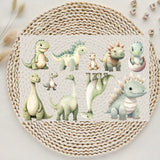 DTF TRANSFER - THEME SHEET - PASTEL GREEN DINOS