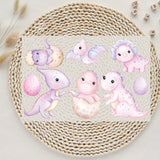 DTF TRANSFER - THEME SHEET - PASTEL PINK DINOS
