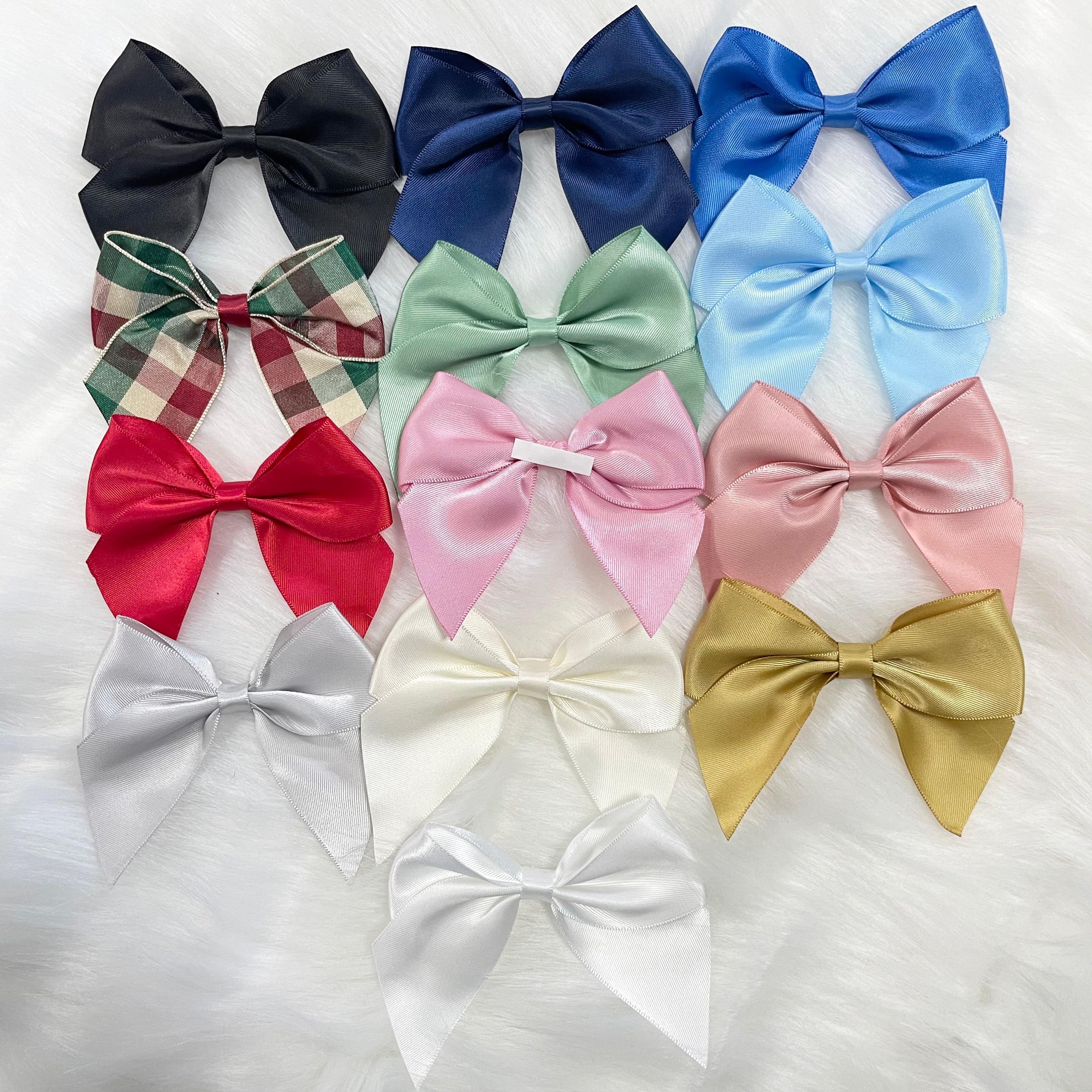 PACK OF 6 ITALIAN SATIN BOWS WITH ADHESIVE TAB