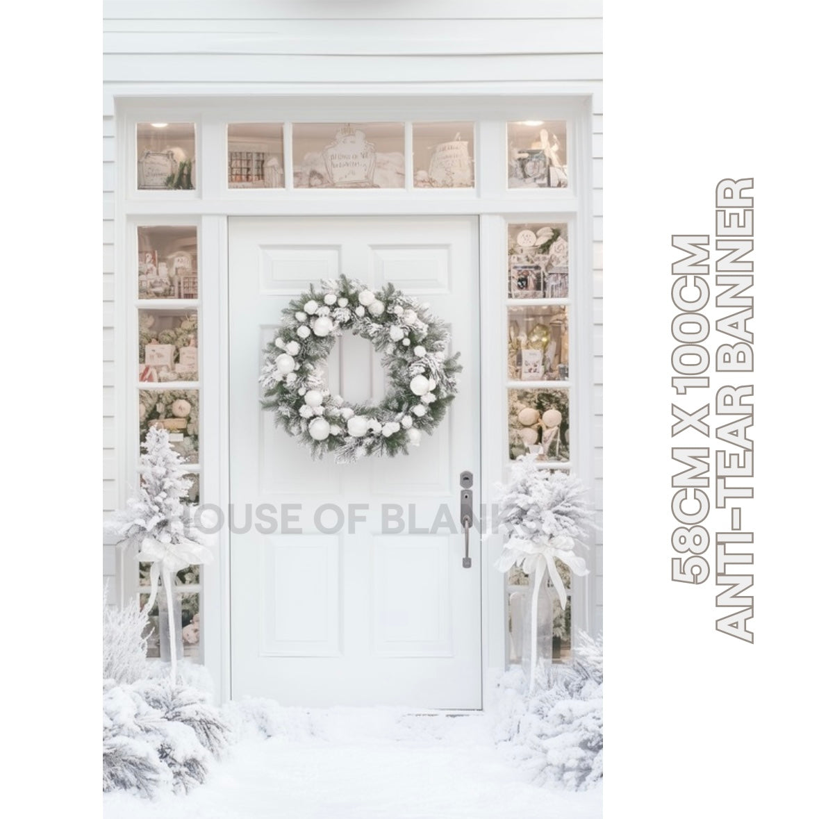 ANTI-TEAR BACKDROP BANNER - WHITE CHRISTMAS SHOP DOORWAY (MUST BE PURCHASED SEPARATELY)