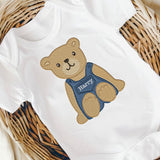 CUSTOM DTF TRANSFER: EMBROIDERY STYLE - DUNGAREE’S BEAR - NAVY