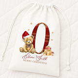 CUSTOM DTF TRANSFER - RED TARTAN LETTER BEAR - LARGE