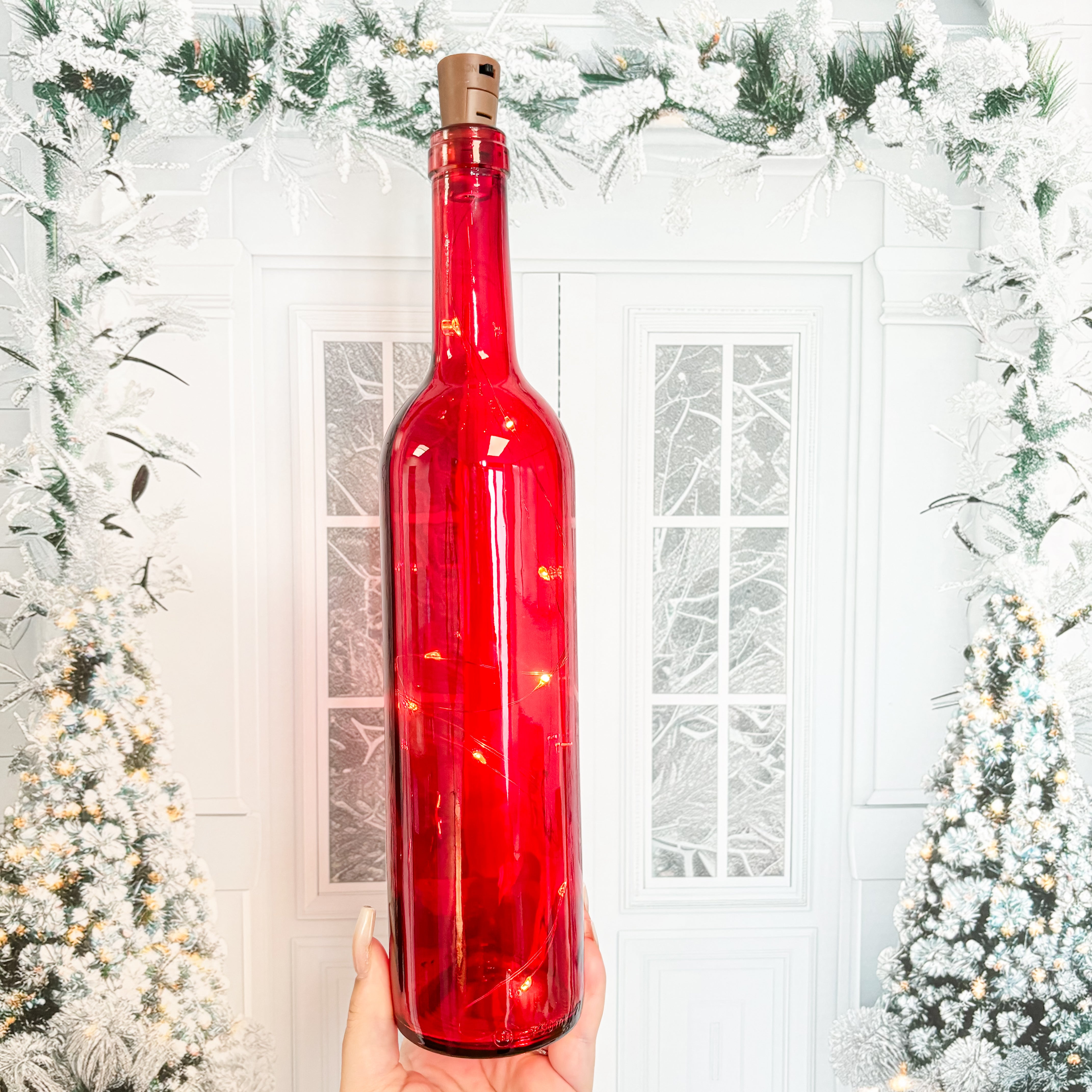 RED LIGHT UP GLASS BOTTLE