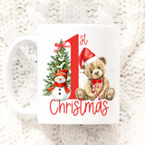 UV-DTF DECAL - CHRISTMAS - CANDY CANE 1ST CHRISTMAS BEAR - 8CM