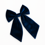 XL VELVET HAIR BOW - NAVY