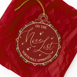 SOLVENT STICKER - PACK OF 5 - CHRISTMAS - TARTAN - NICE LIST