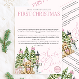 A4 LETTER - NORTH POLE BEAR - PINK - FIRST CHRISTMAS
