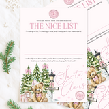 A4 LETTER - NORTH POLE BEAR - PINK - NICE LIST