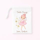 DTF TRANSFER - TOOTH FAIRY - GOLD STARS - SMALL - PINK