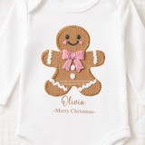 CUSTOM DTF TRANSFER - EMBROIDERED GINGERBREAD - PINK