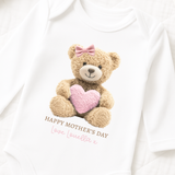 DTF TRANSFER - MOTHER'S DAY - EMBROIDERY STYLE - TEDDY BEAR WITH HEART - PINK