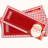 PRINTED TICKET/VOUCHER - RED GINGHAM SANTA