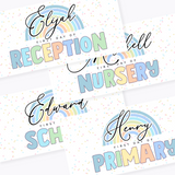 CUSTOM PRINTED RANGE - BANNER - BACK TO SCHOOL - RAINBOW - BLUES