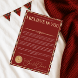 A4 LETTER - TARTAN TRIM WITH GLITTER - BELEIVE