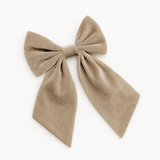 XL VELVET HAIR BOW - TAUPE