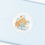 SOLVENT STICKER - PACK OF 5 - CHRISTMAS - THANK YOU - BLUE GINGERBREAD