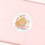 SOLVENT STICKER - PACK OF 5 - CHRISTMAS - THANK YOU - PINK GINGERBREAD