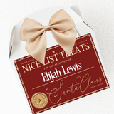 SOLVENT DECAL - TREAT BOX - RED TARTAN - NICE LIST