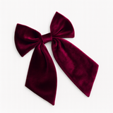 XL VELVET HAIR BOW - WINE
