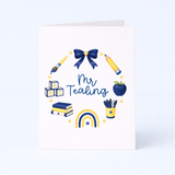 PRINTED RANGE - TEACHER COLLECTION - WREATH - GREETINGS CARD - NAVY