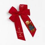 DTF TRANSFER - TRADITIONAL CHRISTMAS TEDDY - 4'' HAIR BOW (PACK OF 3)