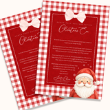 PRINTED RANGE - A4 CHRISTMAS EVE LETTER - RED GINGHAM SANTA