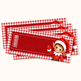 PRINTED TICKET/VOUCHER - RED GINGHAM ELF