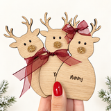 OAK REINDEER & BASE WITH GLITTER NOSE