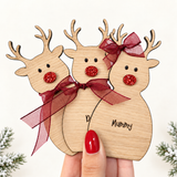 OAK REINDEER & BASE WITH GLITTER NOSE
