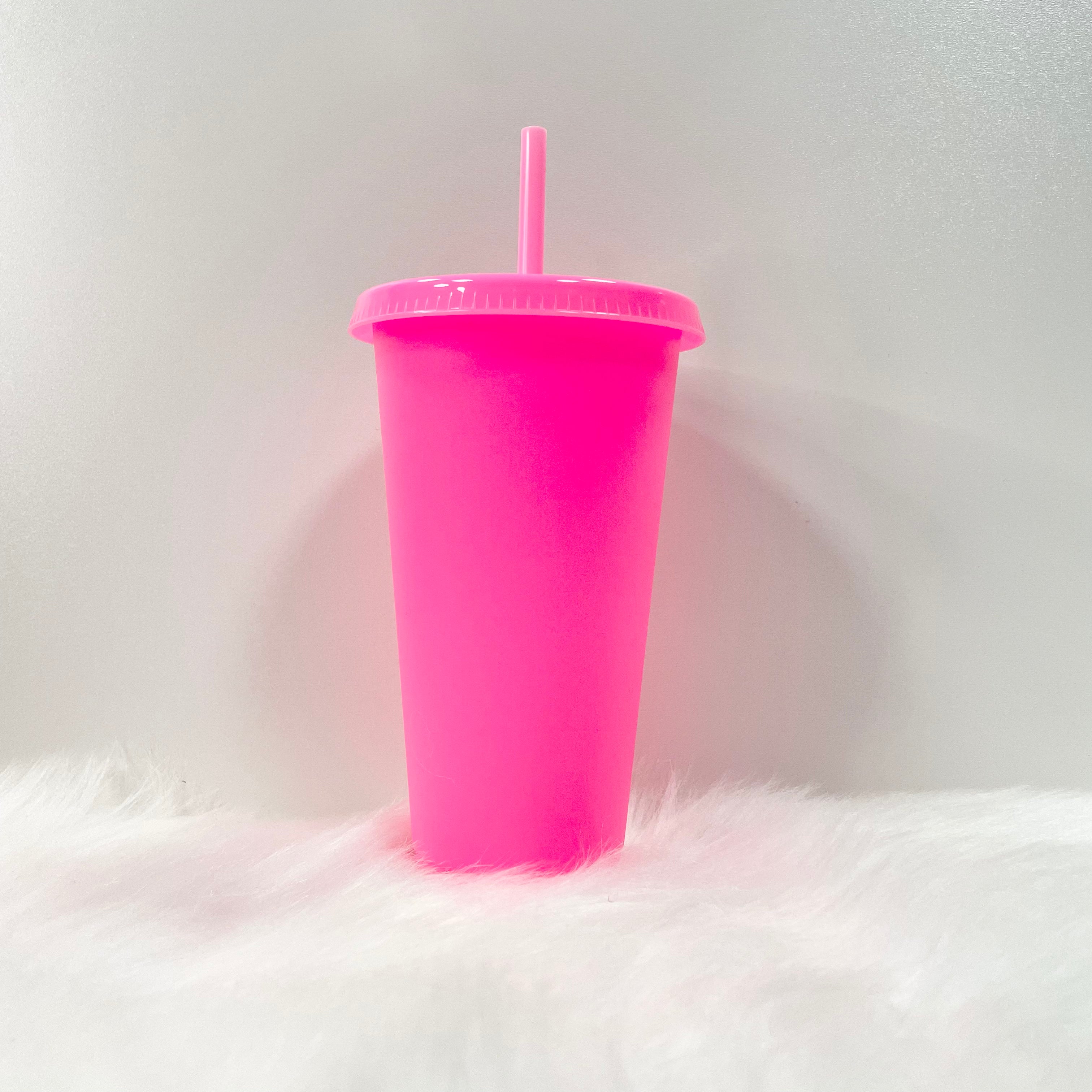 24oz NEON PINK COLD CUP TUMBLER