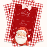 PRINTED RANGE - A4 NICE LIST - RED GINGHAM SANTA