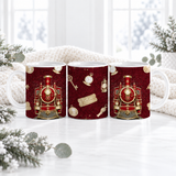 PRINTED SUBLIMATION MUG WRAP - NORTH POLE EXPRESS - BURGUNDY
