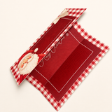 PRINTED MONEY/TICKET WALLET - RED GINGHAM SANTA