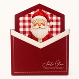 PRINTED ENVELOPE BOX - RED GINGHAM SANTA